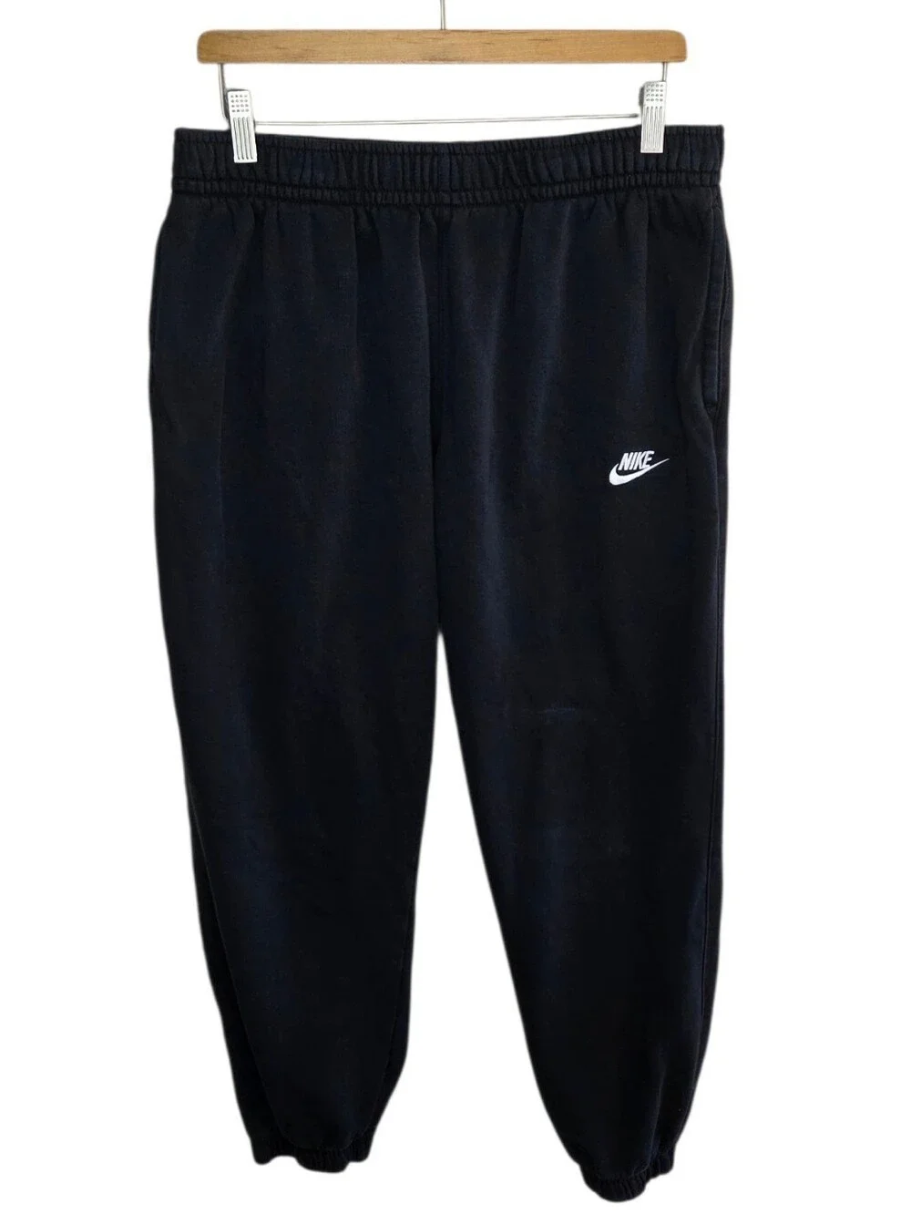 Nike Black Elastic Cuff Fleece Jogger Sweatpants Size Large Sporty Loungewear